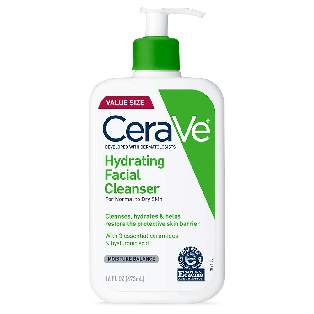 CeraVe Hydrating Facial Cleanser 16oz – Daily Moisturizing Face Wash for Dry Skin
